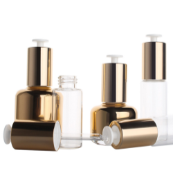 Metalized  Glass Bottle with Metalized T-shaped Push-button Pipette Cap